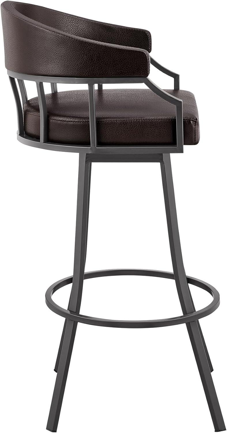 image:imageArmen Living Valerie Modern 30 Seat Height Chocolate Brown Faux Leather and Java Brown Metal Swivel Bar Stool for Kitchen Island Counter