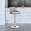image:imageArmen Living Asher Modern Adjustable Height Swivel Gray Faux Leather and Walnut Wood Bar Stool with Chrome Base for Kitchen Island Counter