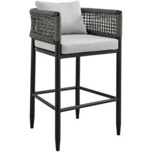 Armen Living Alegria 26″ Aluminum Outdoor Counter Height Bar Stool in Gray