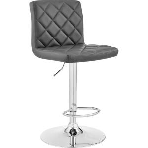 Armen Living LCDUBACHRGR The Duval Adjustable Gray Faux Leather Swivel Bar Stool Grey, Adjustable Height(Grey)