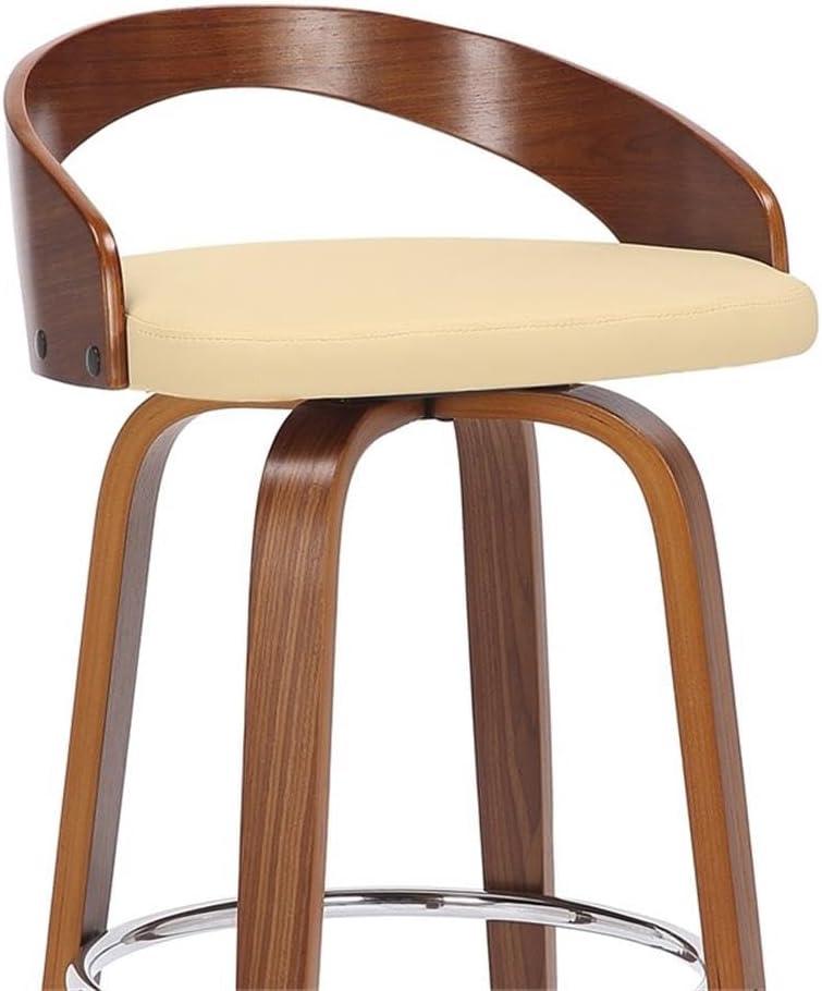image:imageArmen Living Sonia Rotating Bar Stool Cream Faux LeatherWalnut Wood Counter High Chair 260 inches 66 cm76cm