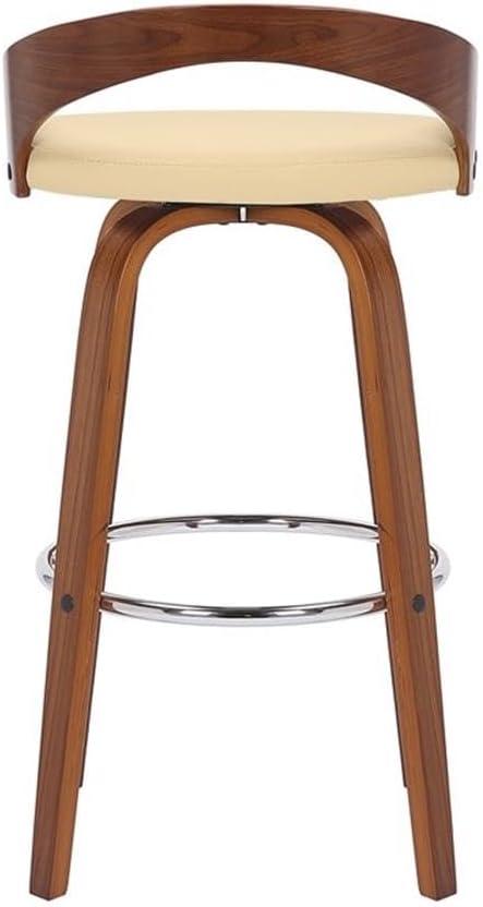 image:imageArmen Living Sonia Rotating Bar Stool Cream Faux LeatherWalnut Wood Counter High Chair 260 inches 66 cm76cm