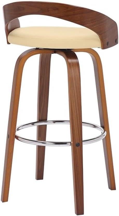 image:imageArmen Living Sonia Rotating Bar Stool Cream Faux LeatherWalnut Wood Counter High Chair 260 inches 66 cm76cm