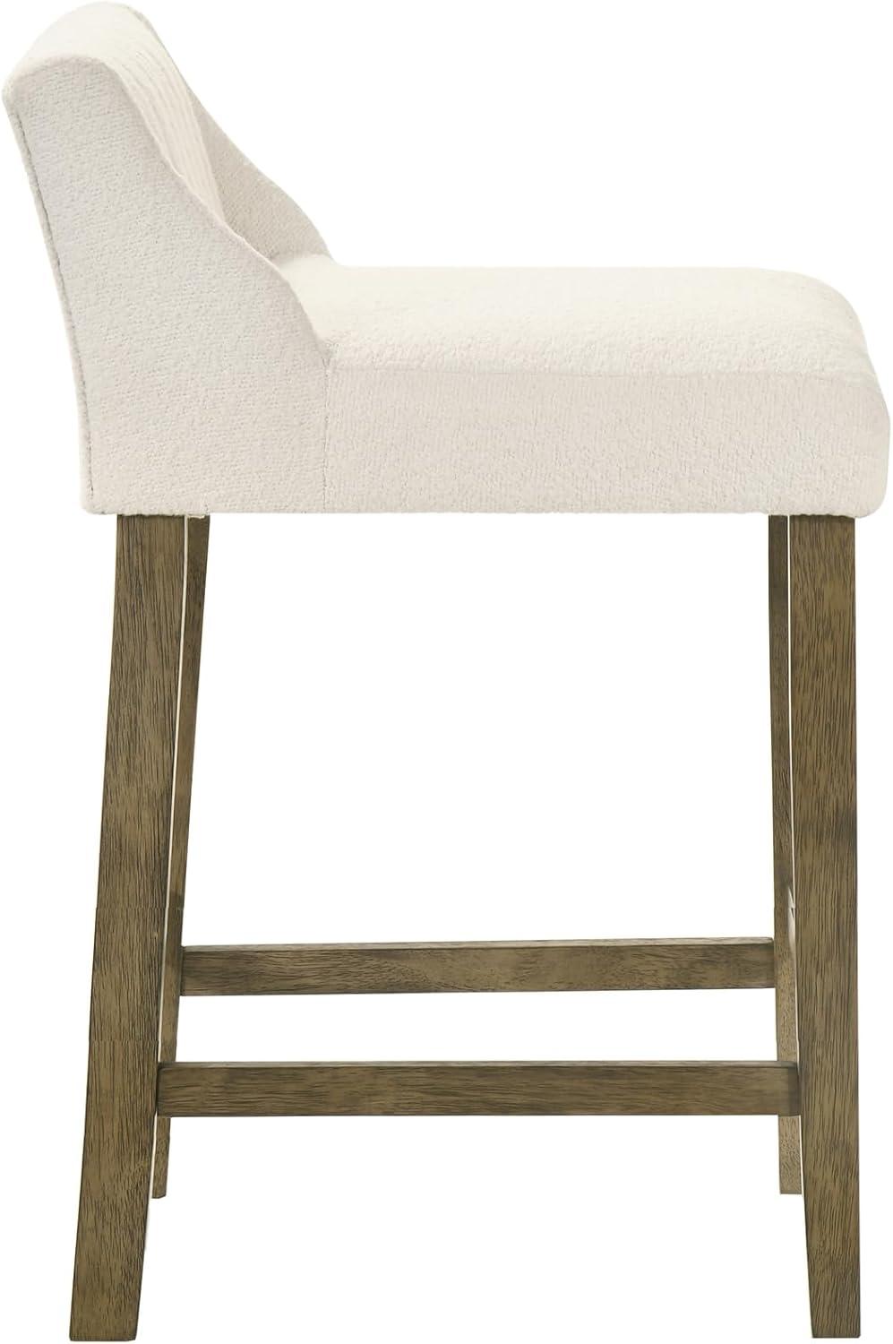 image:imageFauna Modern Transitional Wood Bar Height Kitchen Bar Stool in Amber Glow Finish with White Boucle Fabric Upholstered Seat Set of 4WhitePutty Brown