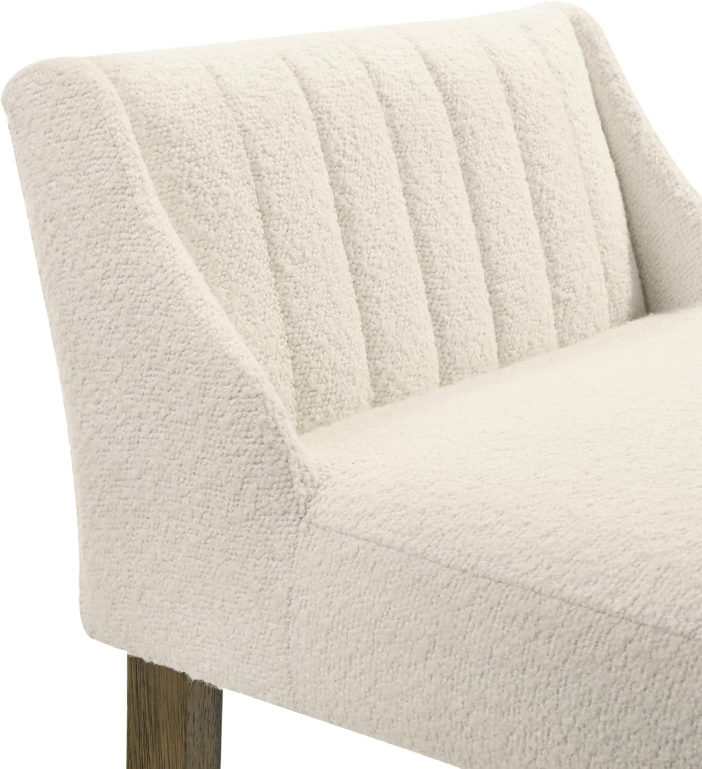 image:imageFauna Modern Transitional Wood Bar Height Kitchen Bar Stool in Amber Glow Finish with White Boucle Fabric Upholstered Seat Set of 4WhitePutty Brown