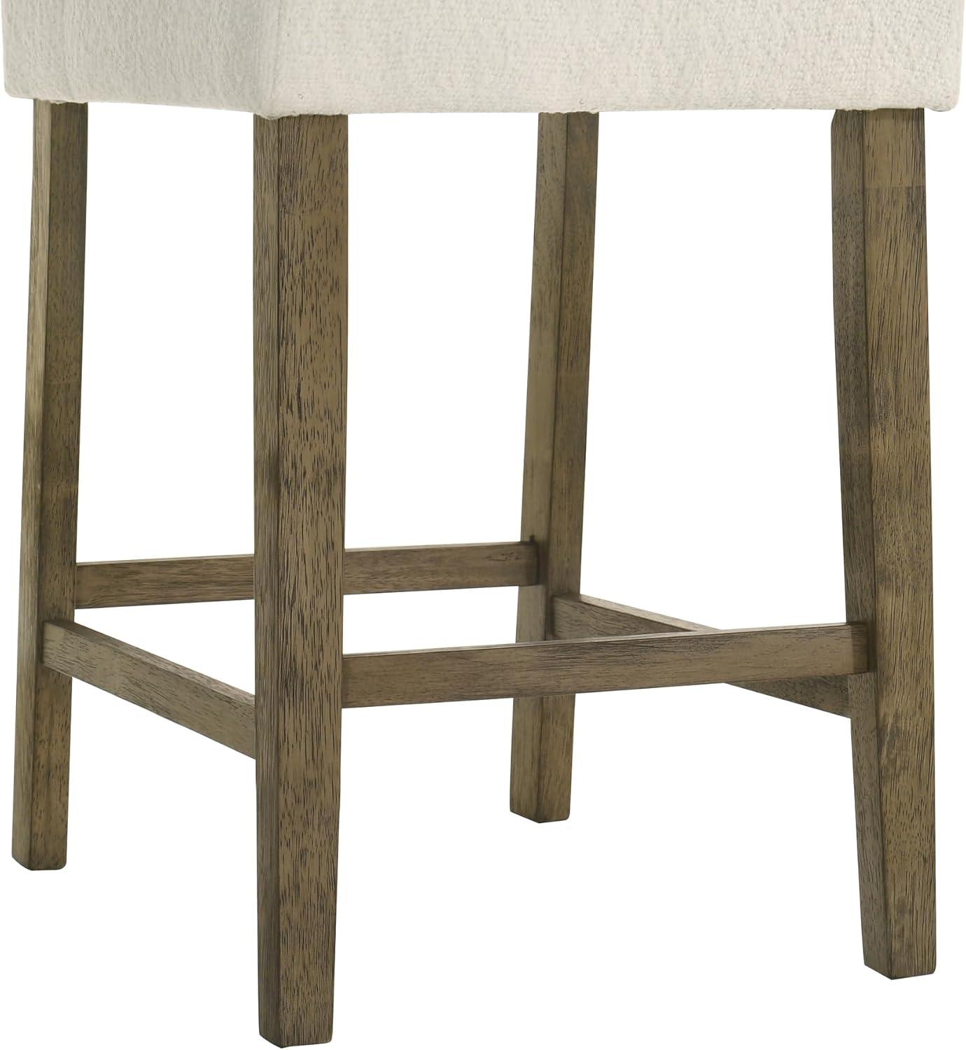 image:imageFauna Modern Transitional Wood Bar Height Kitchen Bar Stool in Amber Glow Finish with White Boucle Fabric Upholstered Seat Set of 4WhitePutty Brown