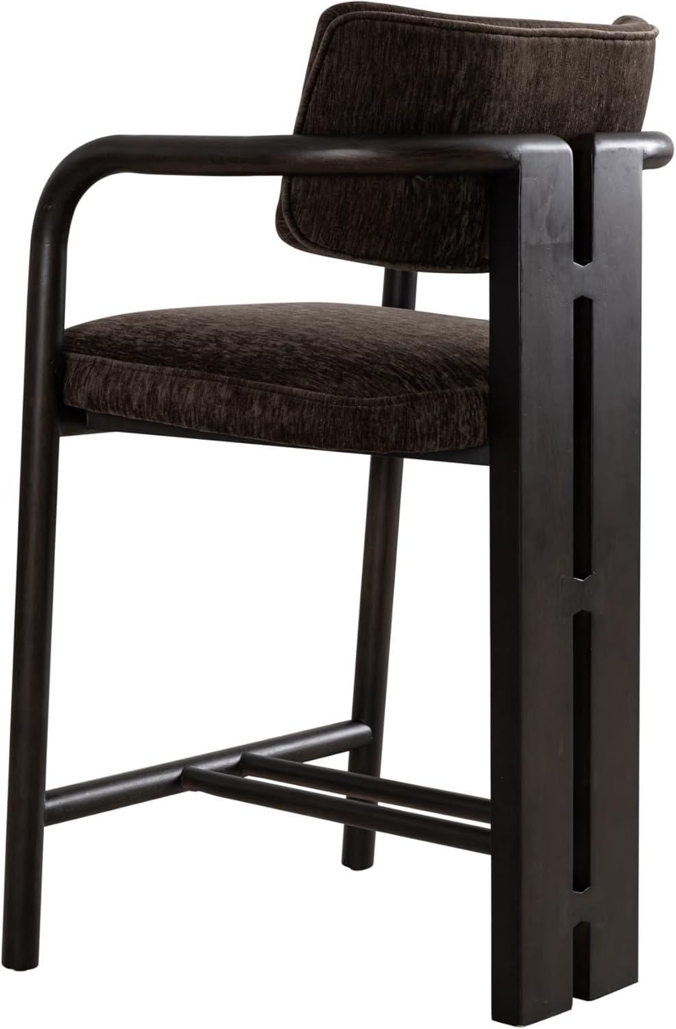 image:imageArmen Living Aaliyah Espresso Solid Wood Upholstered 26 Counter Height Barstool with Brindle Brown Seat Set of 2