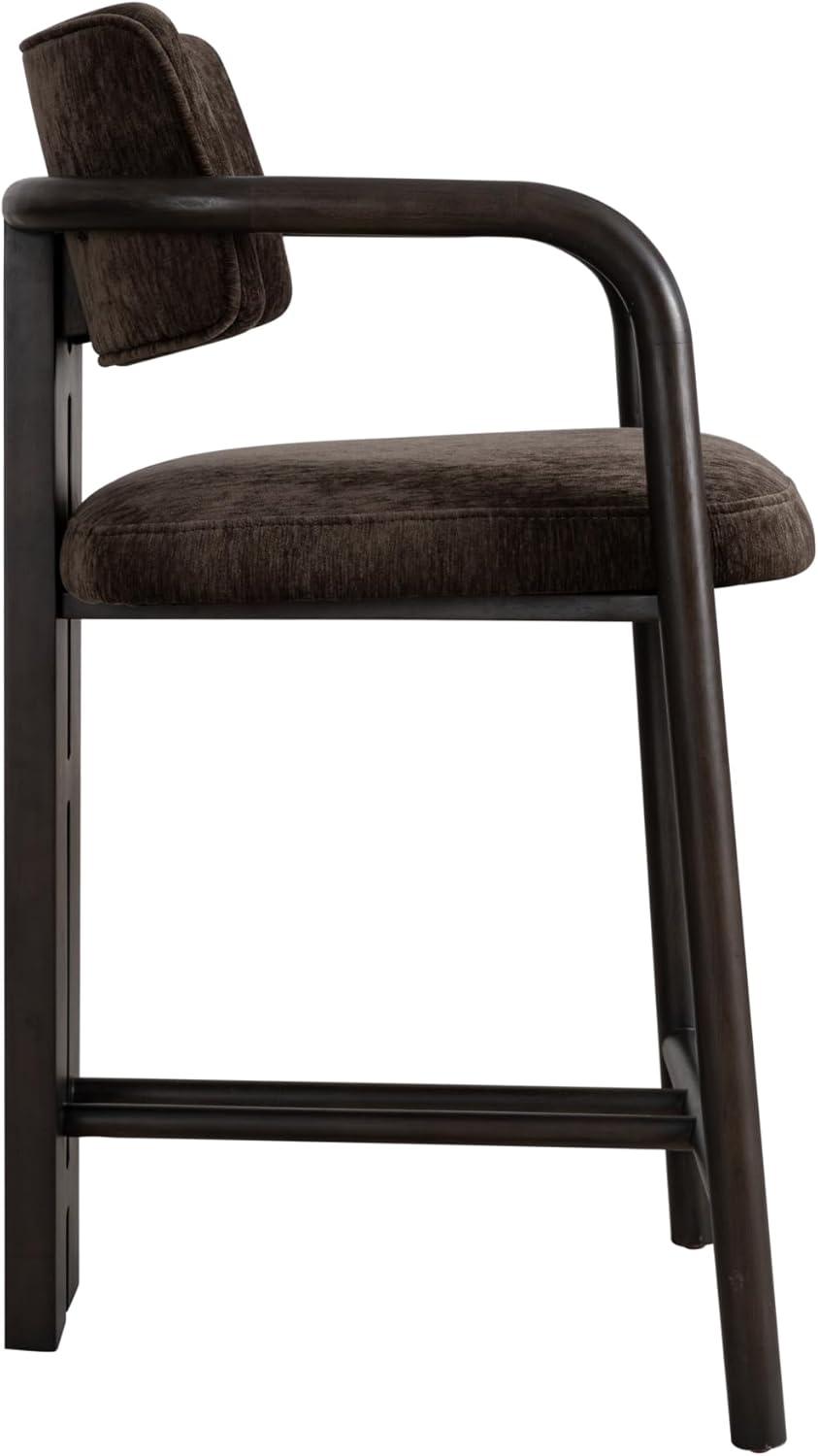 image:imageArmen Living Aaliyah Espresso Solid Wood Upholstered 26 Counter Height Barstool with Brindle Brown Seat Set of 2