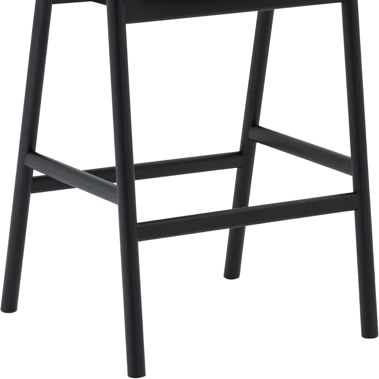 image:imageArmen Living Apache Modern Black Oak Wood and Faux Leather 28 Seat Height Bar Stool for Kitchen Island Counter26 Seat Height