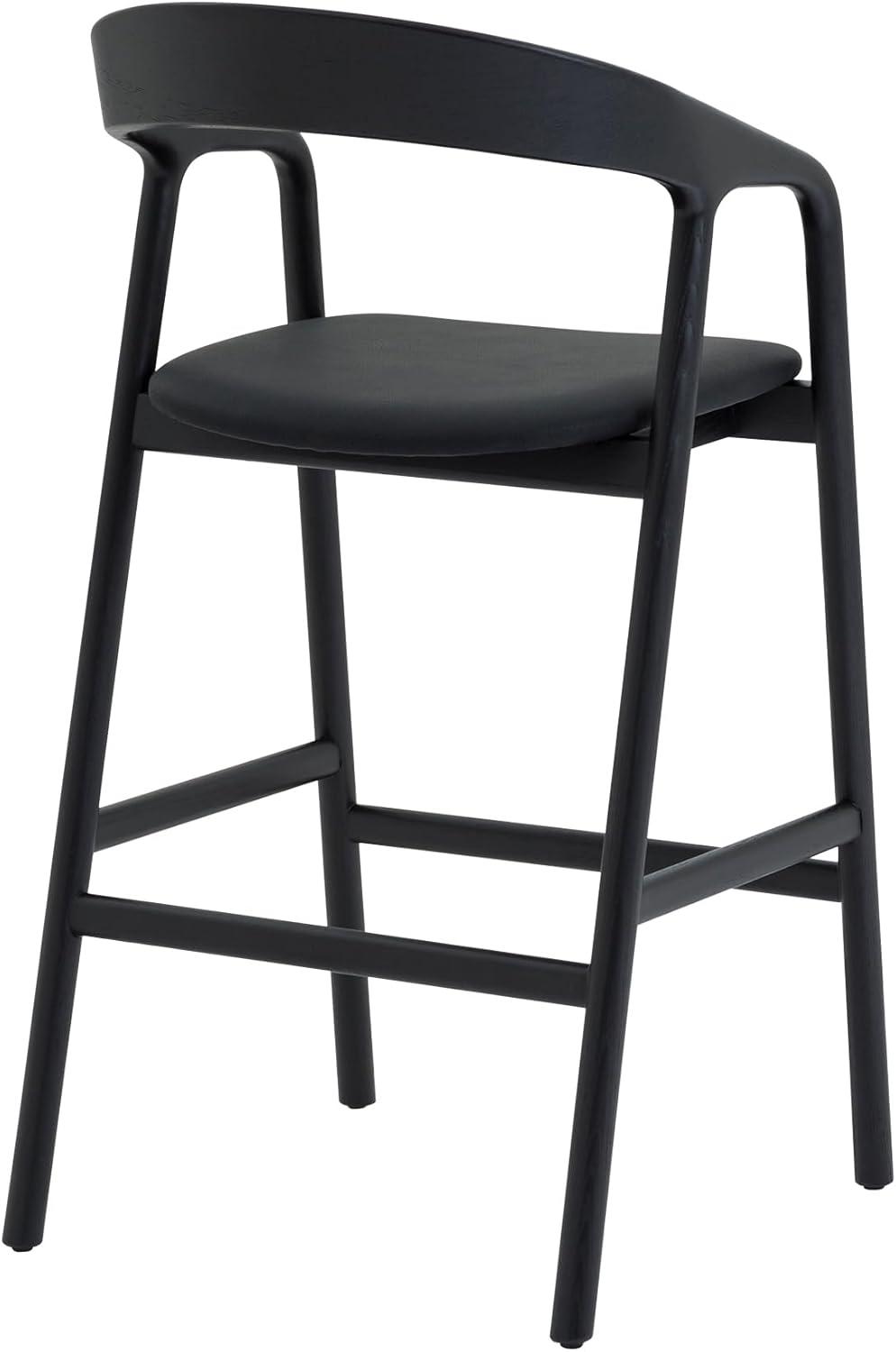 image:imageArmen Living Apache Modern Black Oak Wood and Faux Leather 28 Seat Height Bar Stool for Kitchen Island Counter28 Seat Height