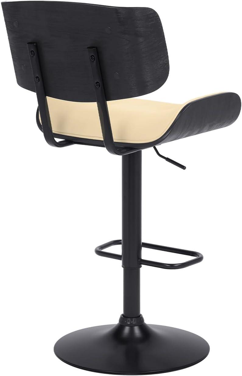 image:imageArmen Living Brooklyn 2534 Faux LeatherWood Swivel Bar Stool in CreamBlack