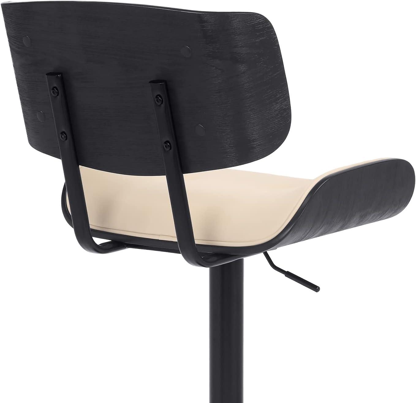 image:imageArmen Living Brooklyn 2534 Faux LeatherWood Swivel Bar Stool in CreamBlack