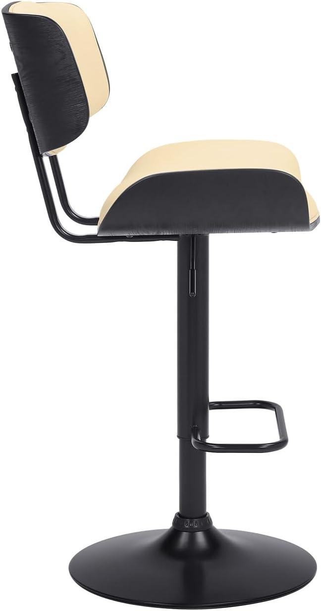 image:imageArmen Living Brooklyn 2534 Faux LeatherWood Swivel Bar Stool in CreamBlack