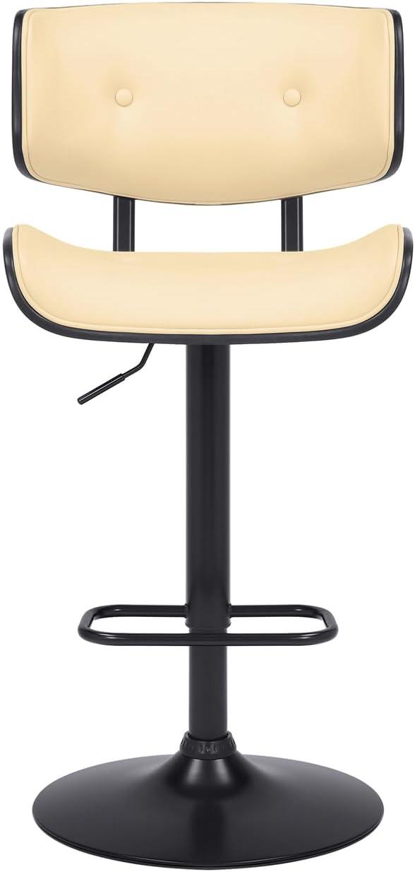 image:imageArmen Living Brooklyn 2534 Faux LeatherWood Swivel Bar Stool in CreamBlack
