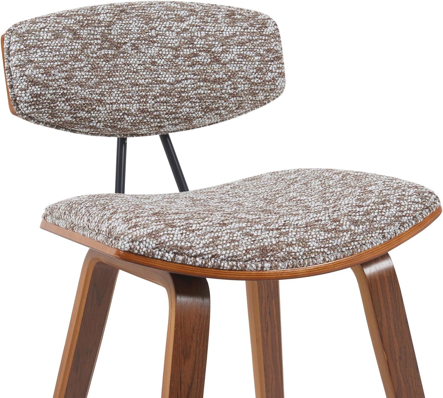 image:imageArmen Living Fox 255 Counter Height Brown Faux Leather and Walnut Wood MidCentury Modern Bar Stool Set of 2Speckled Brown FabricWalnut