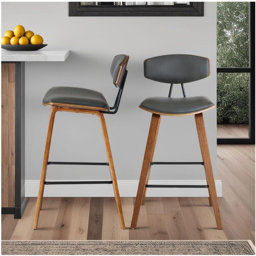 image:imageArmen Living Fox LCFOBAWAGR26 Grey Walnut High Cushion Faux Leather Seat Height 256 inches 65 cmWalnutGrey