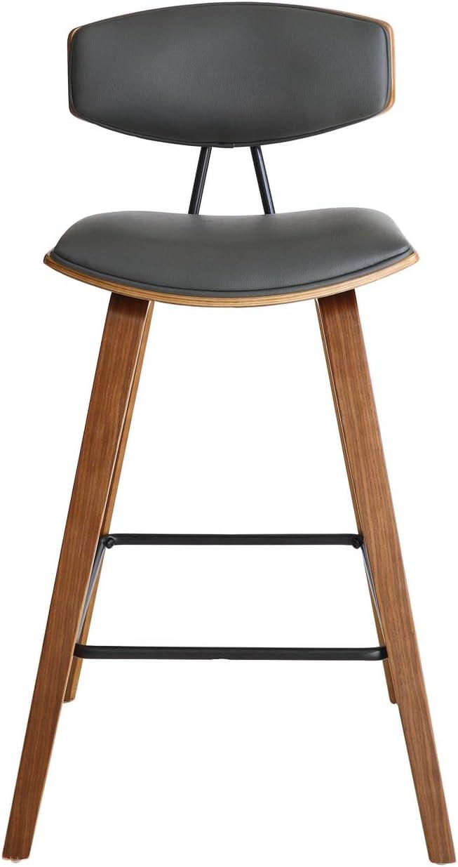 image:imageArmen Living Fox LCFOBAWAGR26 Grey Walnut High Cushion Faux Leather Seat Height 256 inches 65 cmWalnutGrey