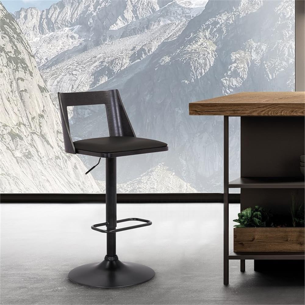 image:imageArmen Living Milan 2434 Faux LeatherWood Swivel Bar Stool in Black