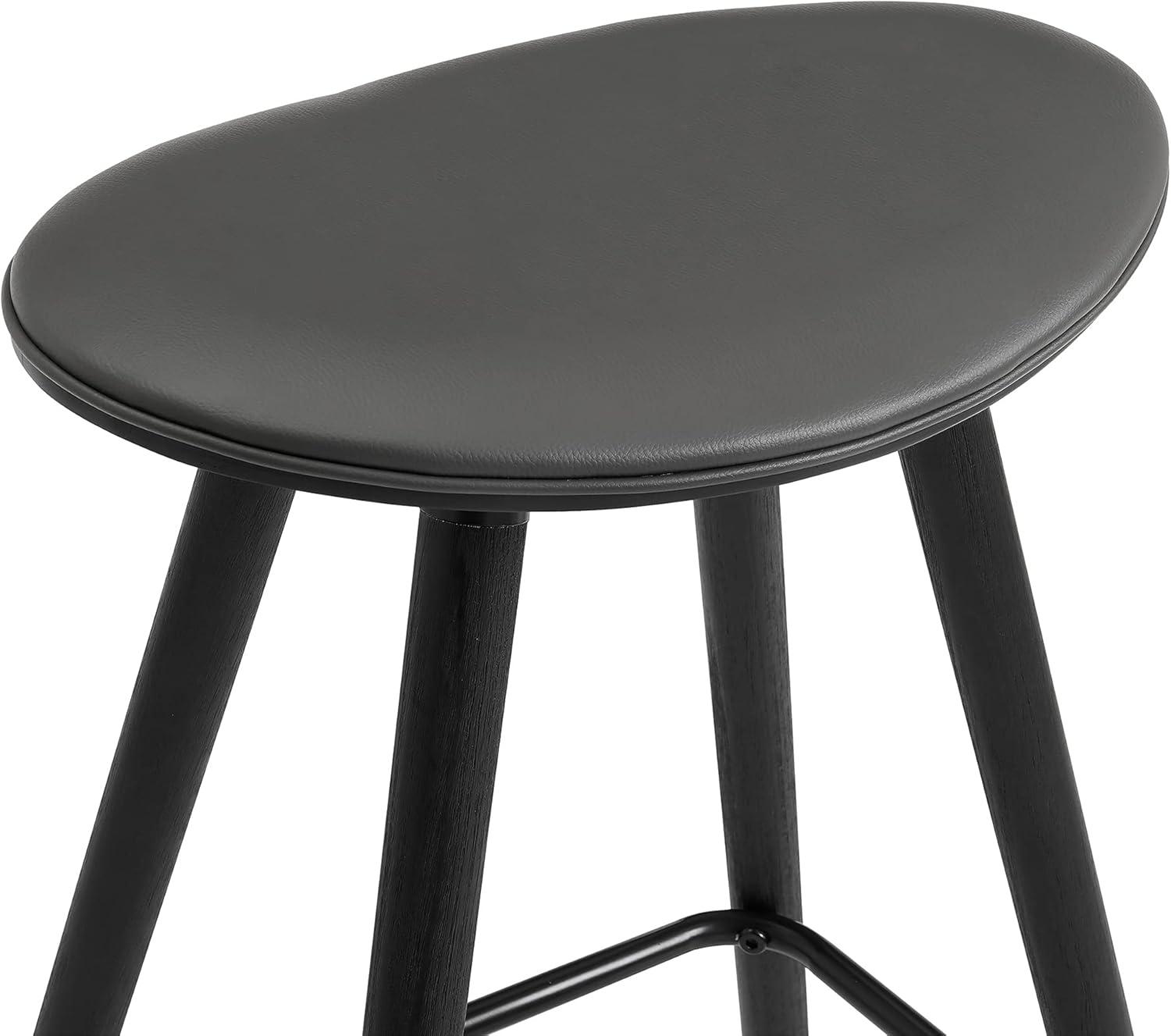 image:imageArmen Living Piper 26 Counter Height Backless Bar Stool in Cream Faux Leather and Walnut WoodGrayBlack