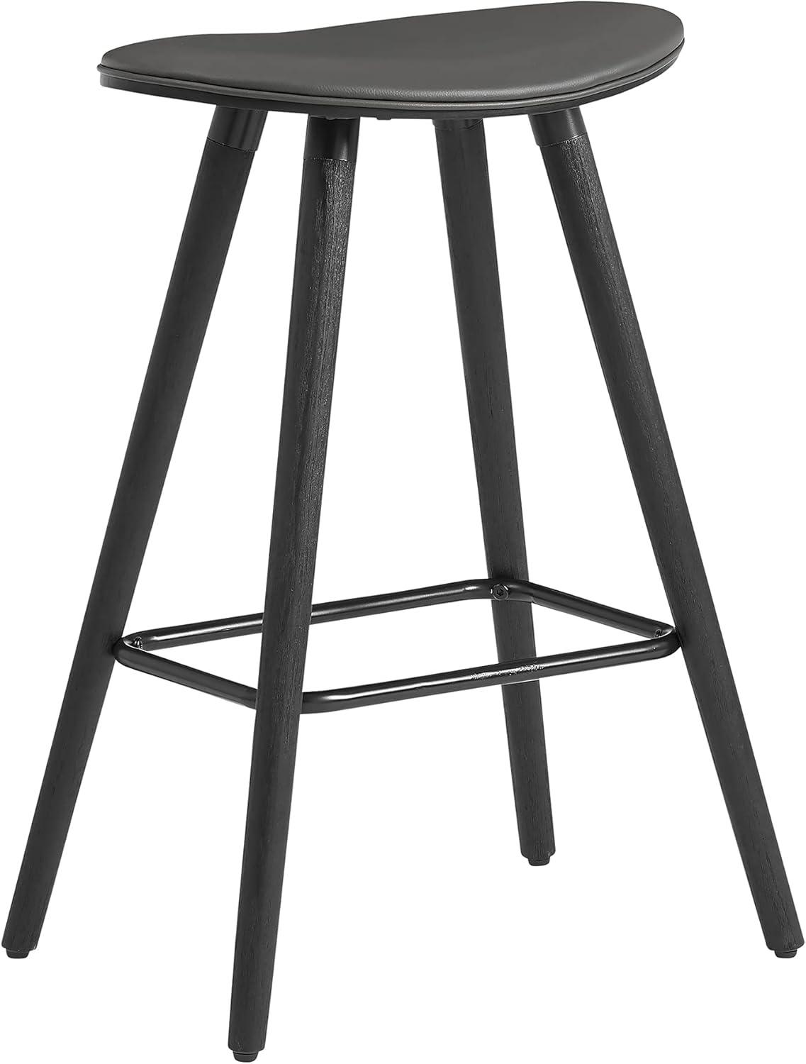image:imageArmen Living Piper 26 Counter Height Backless Bar Stool in Cream Faux Leather and Walnut WoodGrayBlack