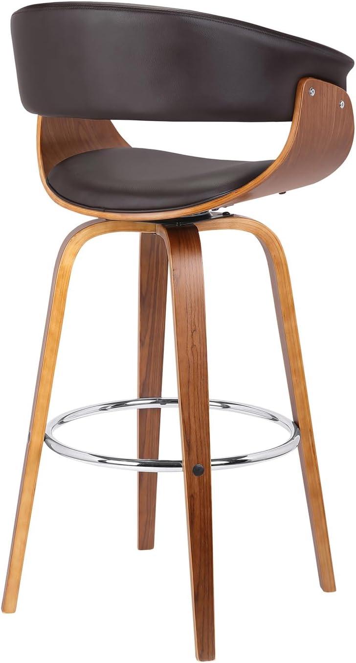 image:imageArmen Living Swivel Bar Stool Faux Leather amp Walnut Wood Brown
