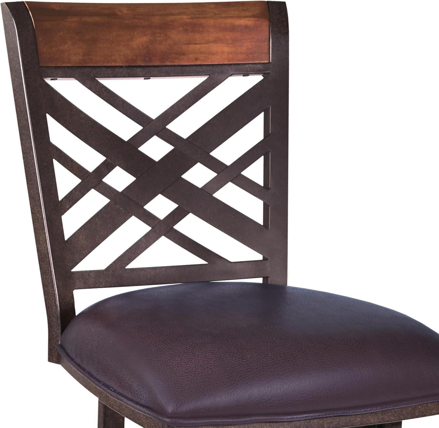 image:imageArmen Living Tahiti 30 Brown Faux Leather Swivel Kitchen Barstool in Auburn Bay Finish26Inch