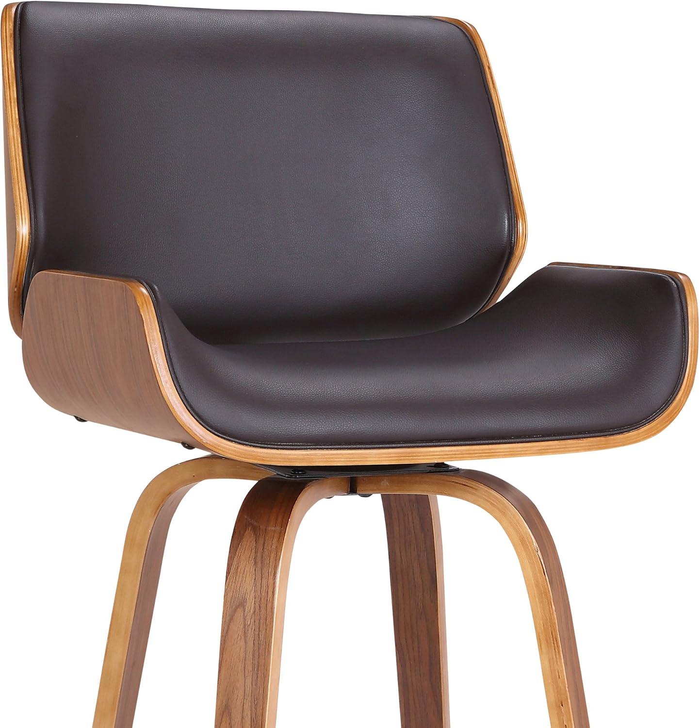 image:imageArmen Living Tyler Modern Counter Height Swivel Bar Stool with White Wash Finished Wood and Vintage Brown UpholsteryBrownWalnut