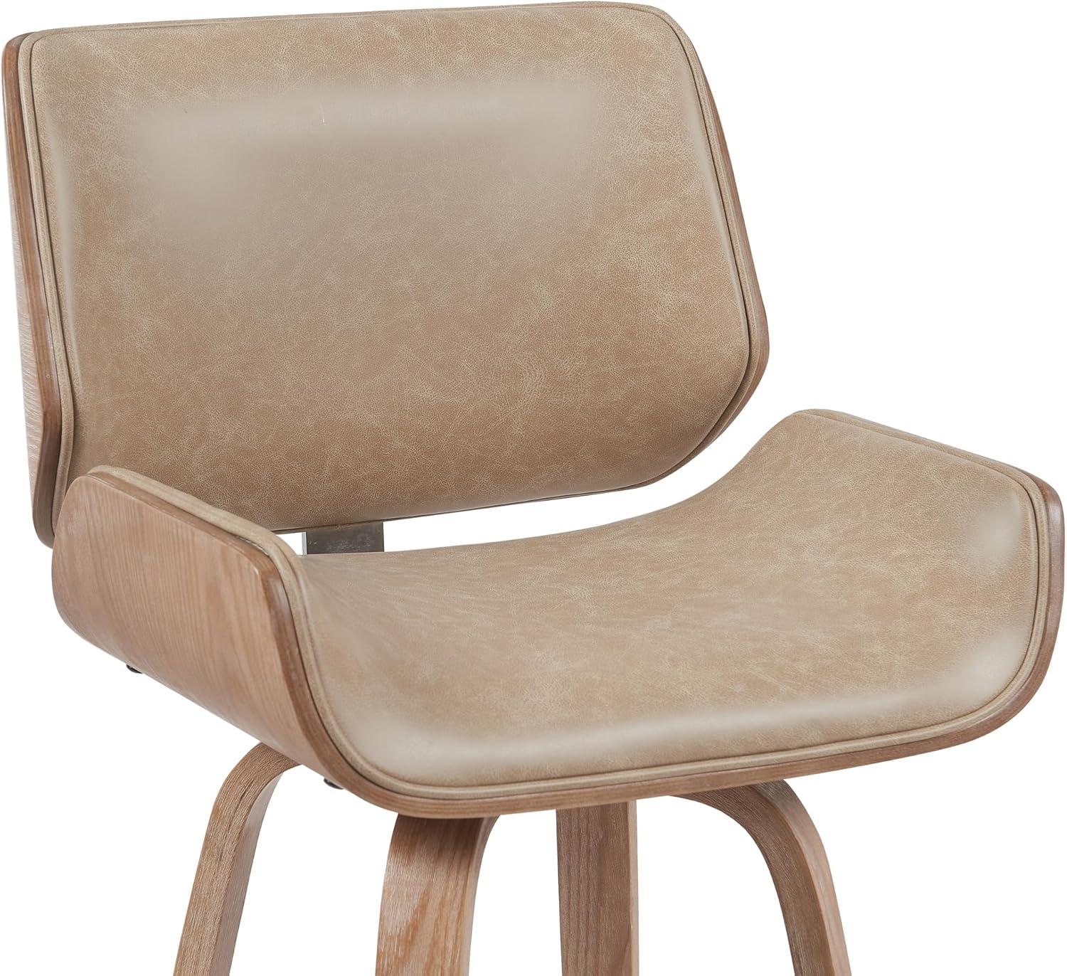 image:imageArmen Living Tyler Modern Counter Height Swivel Bar Stool with White Wash Finished Wood and Vintage Brown UpholsteryVintage BrownNatural