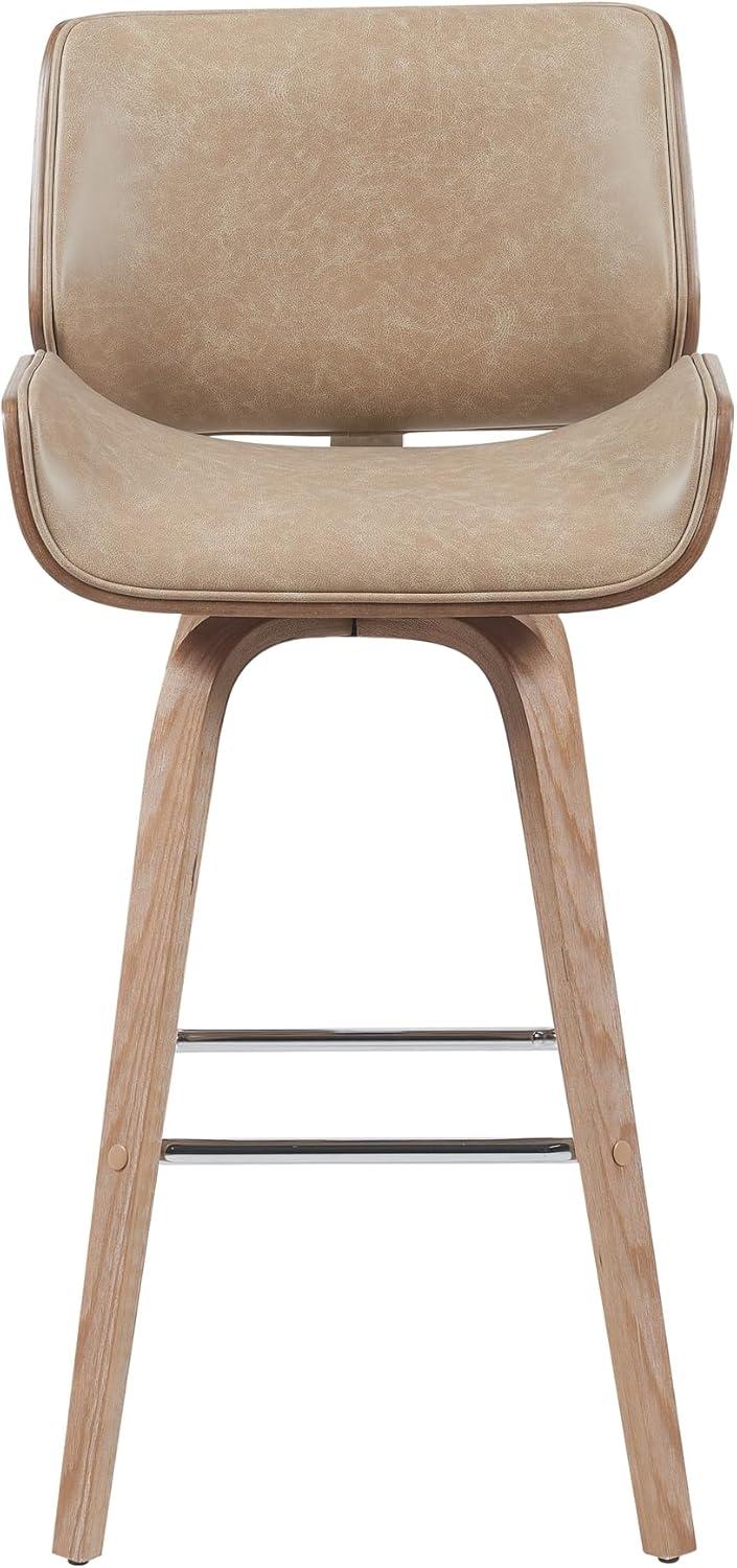 image:imageArmen Living Tyler Modern Counter Height Swivel Bar Stool with White Wash Finished Wood and Vintage Brown UpholsteryVintage BrownNatural