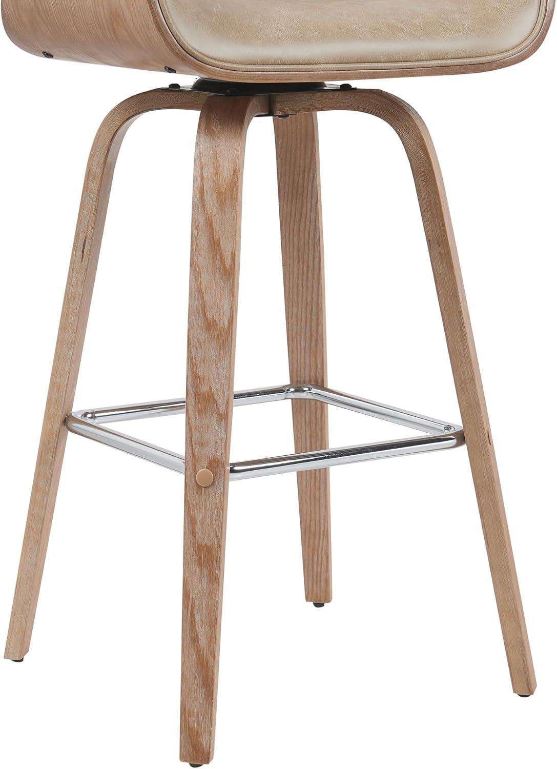 image:imageArmen Living Tyler Modern Counter Height Swivel Bar Stool with White Wash Finished Wood and Vintage Brown UpholsteryVintage BrownNatural