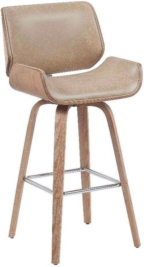 image:imageArmen Living Tyler Modern Counter Height Swivel Bar Stool with White Wash Finished Wood and Vintage Brown UpholsteryVintage BrownNatural