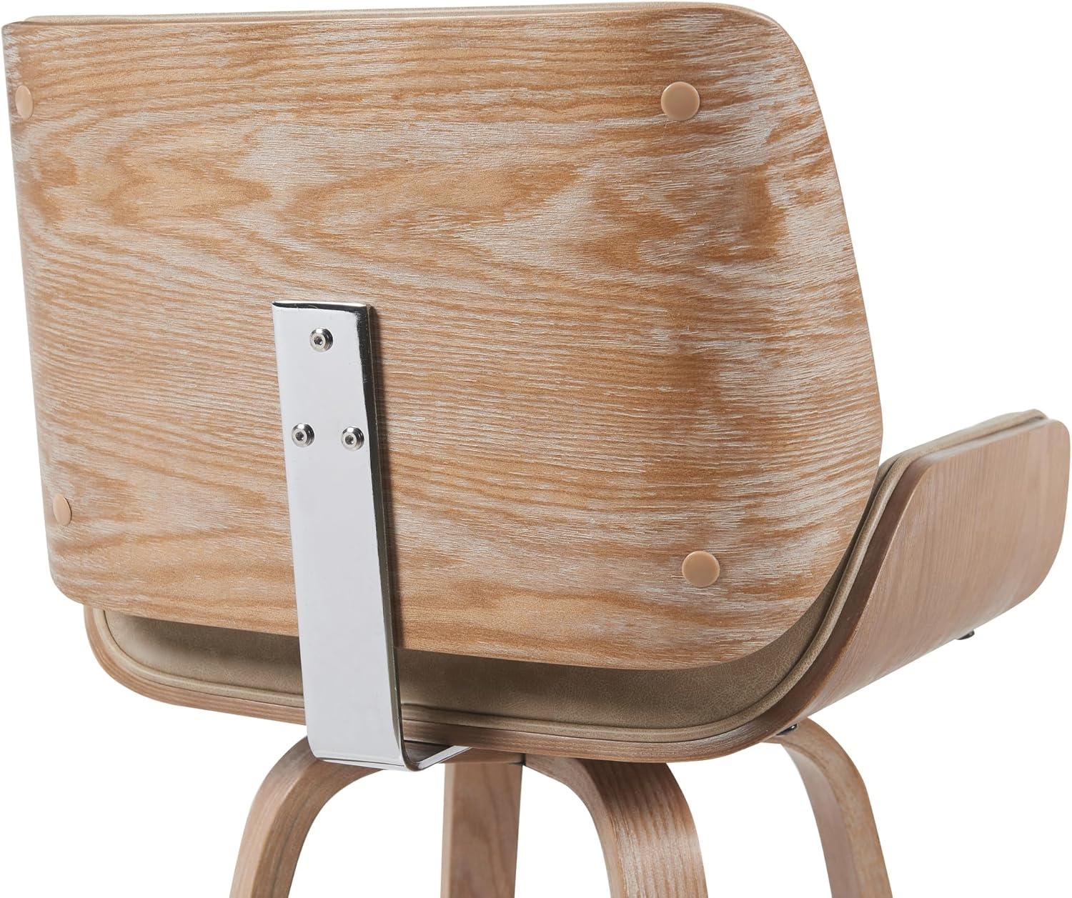 image:imageArmen Living Tyler Modern Counter Height Swivel Bar Stool with White Wash Finished Wood and Vintage Brown UpholsteryVintage BrownNatural