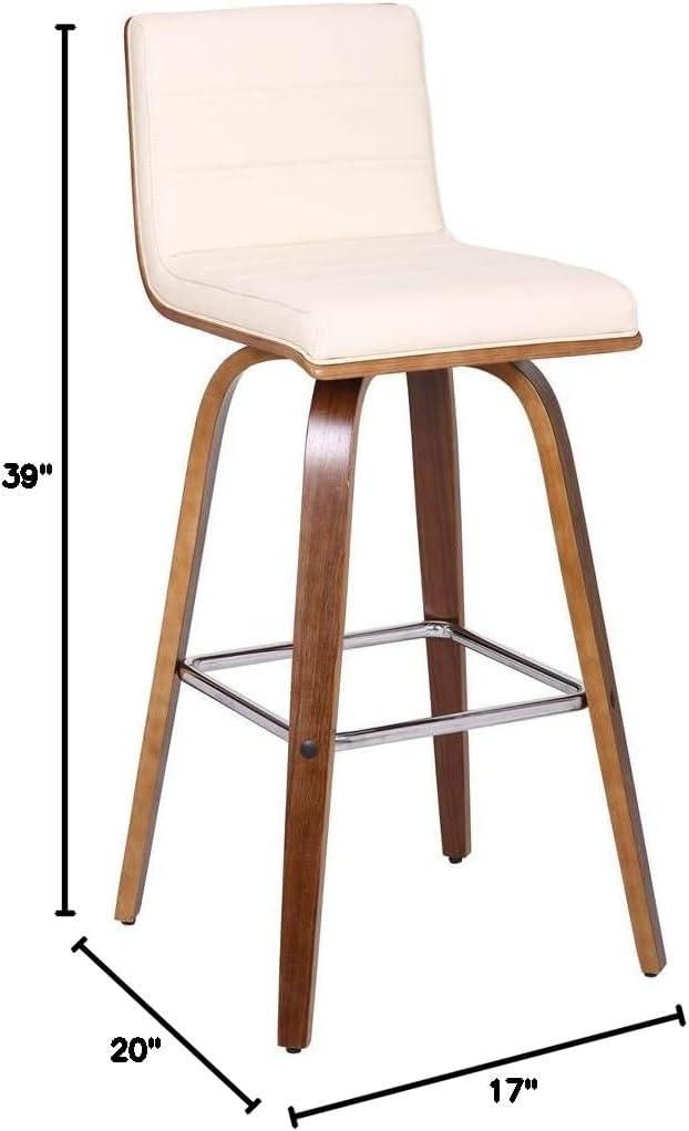 image:imageArmen Living Vienna Rotating Bar Stool Cream Faux LeatherWalnut Wood Bar High Chair 299 inches 76 cmCreamWalnut