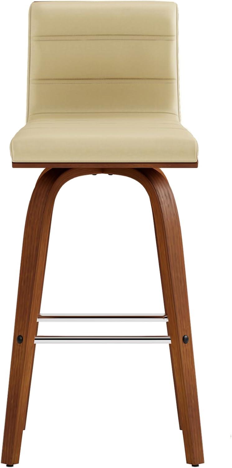 image:imageArmen Living Vienna Rotating Bar Stool Cream Faux LeatherWalnut Wood Bar High Chair 299 inches 76 cmCreamWalnut