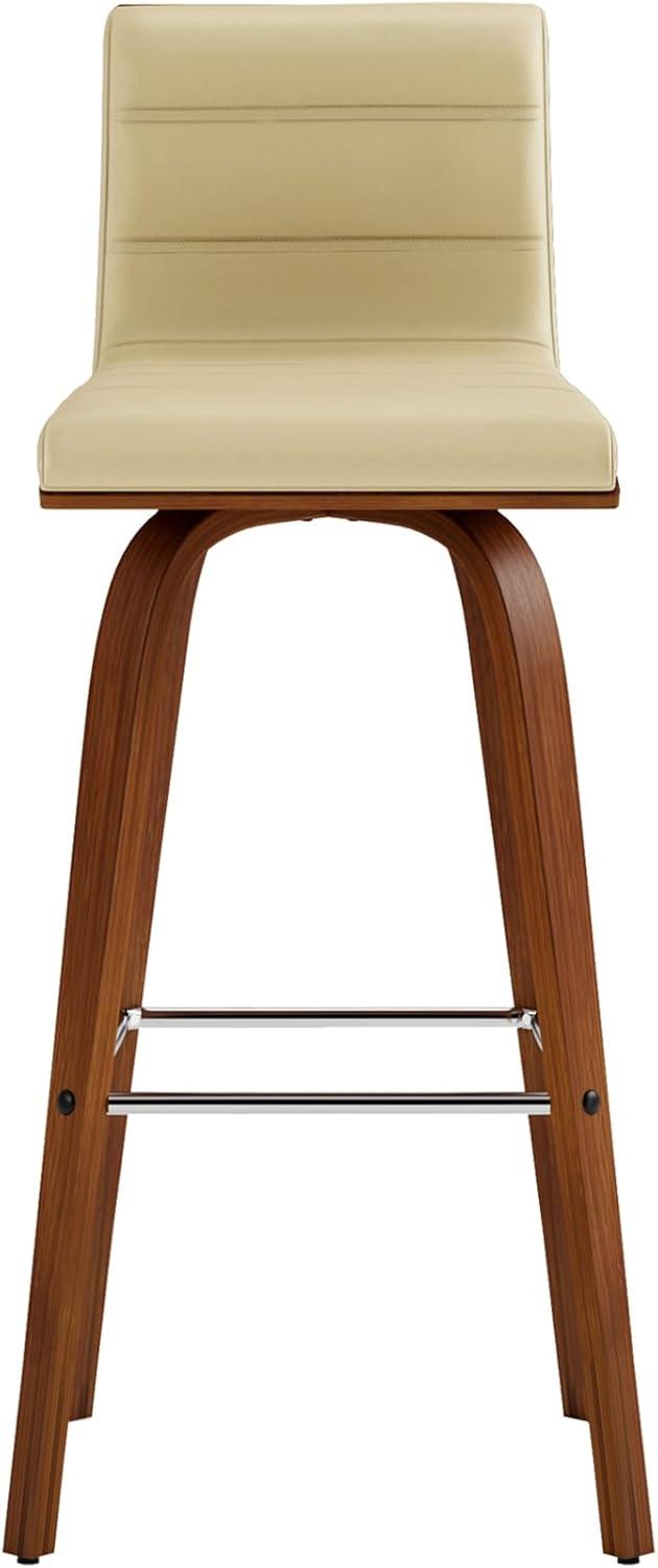 image:imageArmen Living Vienna Rotating Bar Stool Cream Faux LeatherWalnut Wood Bar High Chair 299 inches 76 cmCreamWalnut