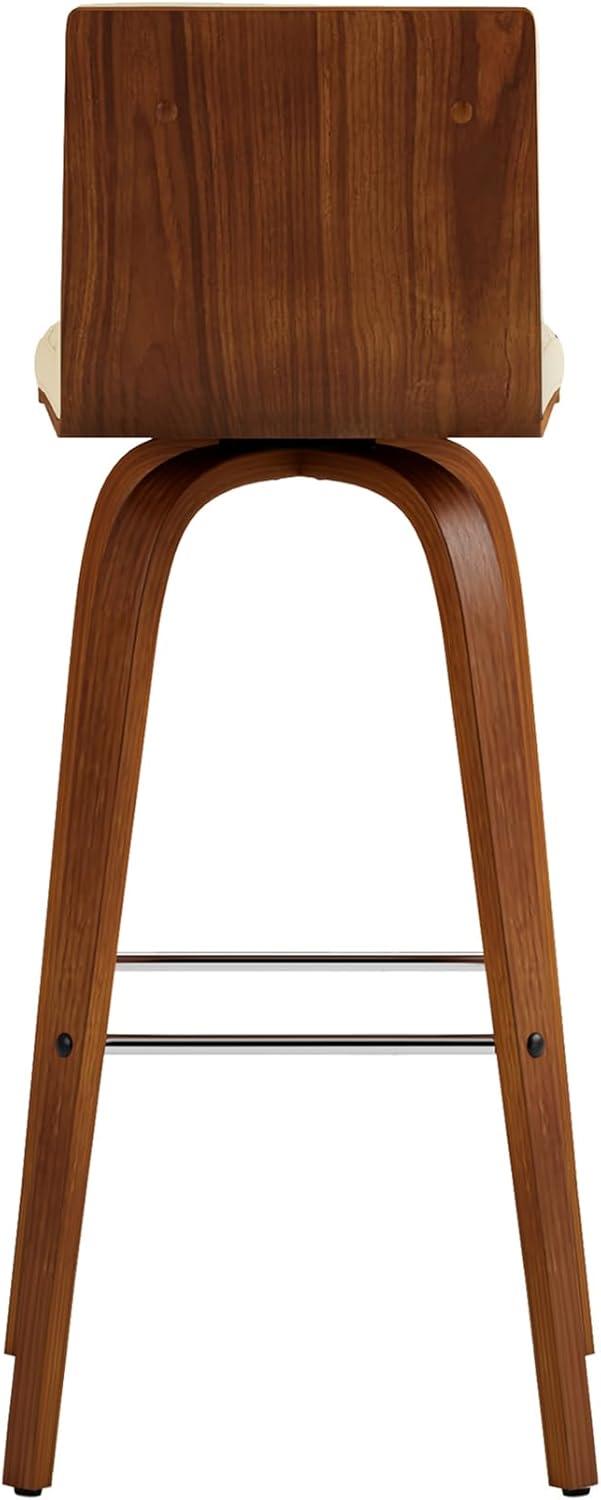 image:imageArmen Living Vienna Rotating Bar Stool Cream Faux LeatherWalnut Wood Bar High Chair 299 inches 76 cmCreamWalnut