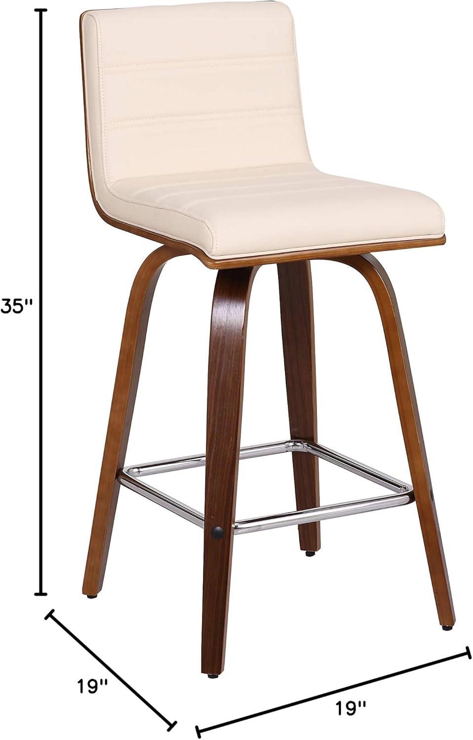 image:imageArmen Living Vienna Rotating Bar Stool Cream Faux LeatherWalnut Wood Bar High Chair 299 inches 76 cmCreamWalnut