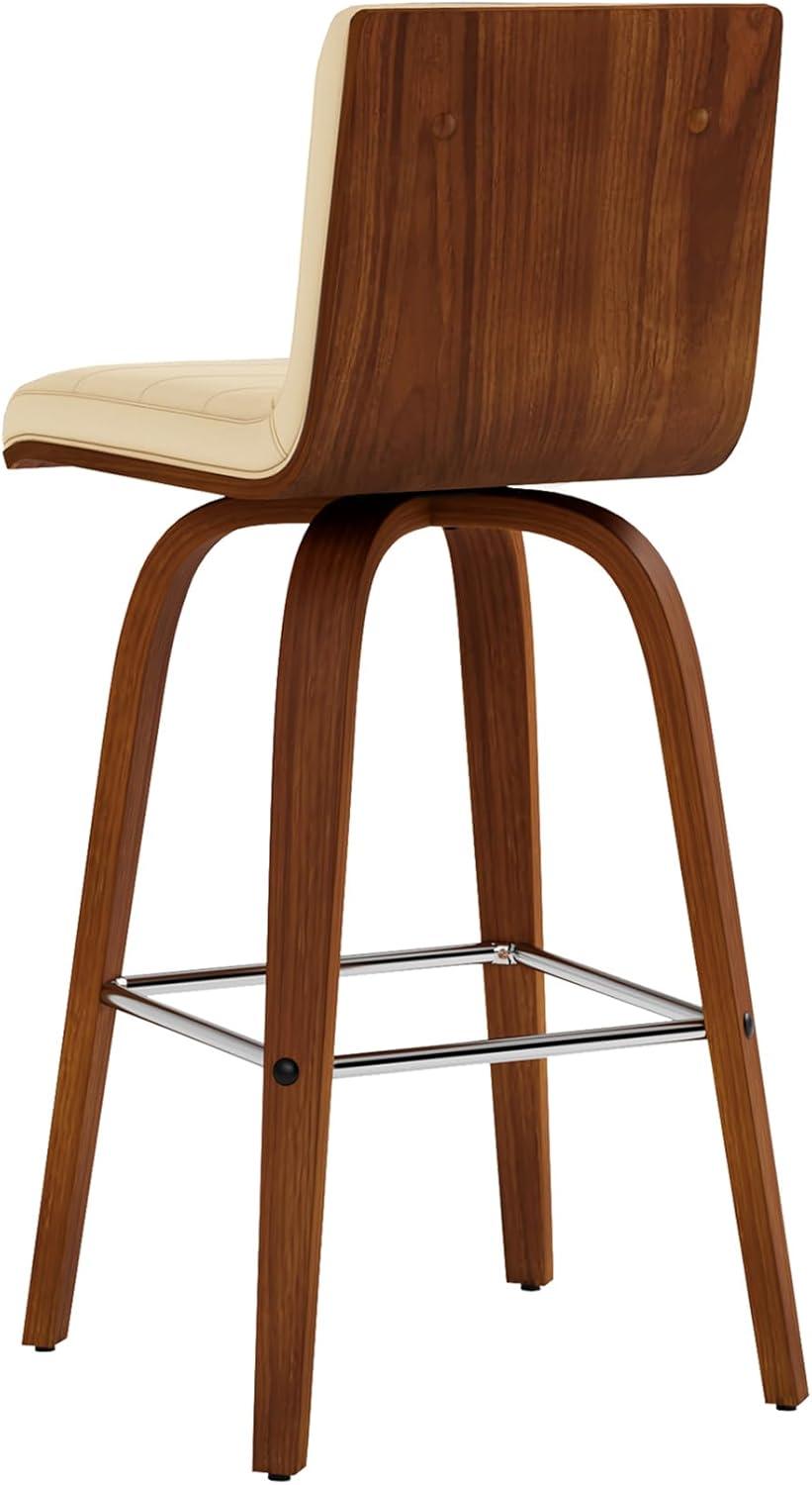 image:imageArmen Living Vienna Rotating Bar Stool Cream Faux LeatherWalnut Wood Bar High Chair 299 inches 76 cmCreamWalnut