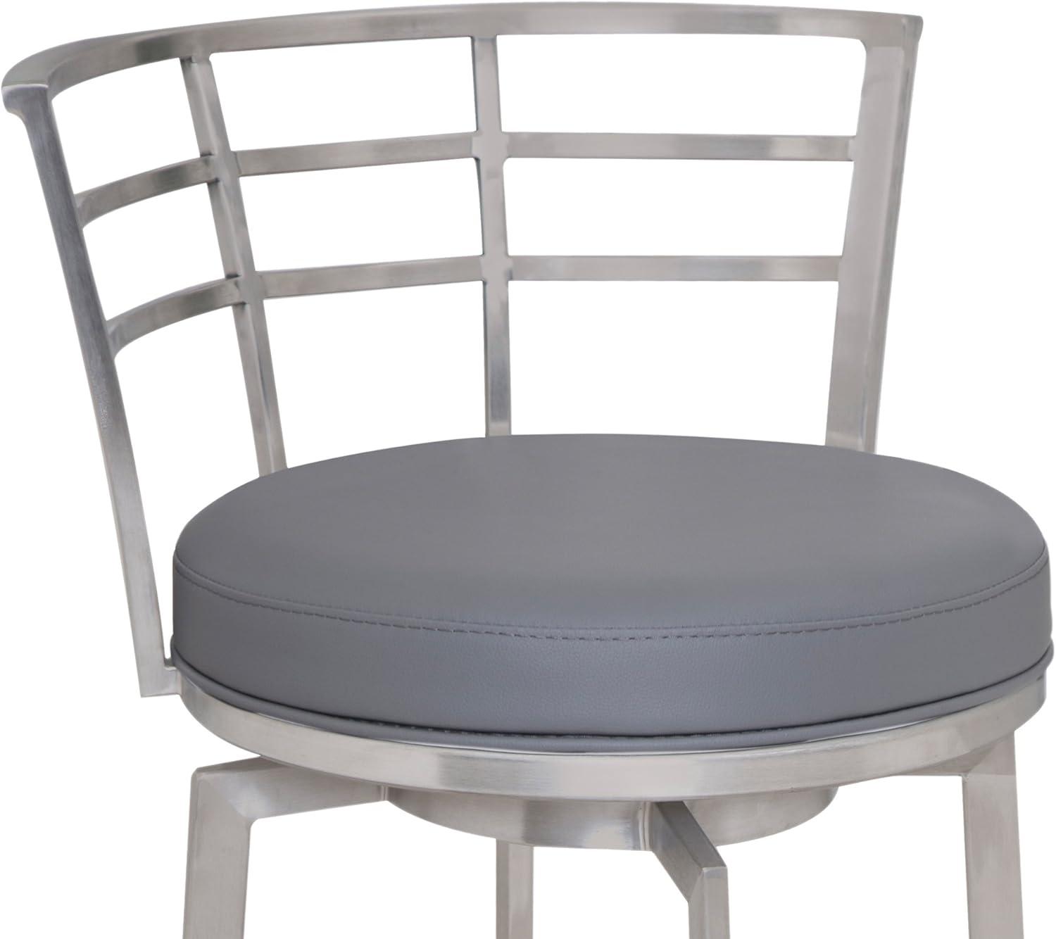 image:imageArmen Living Viper 30 Bar Height Swivel Barstool in Grey Faux Leather and Black Wood Finish