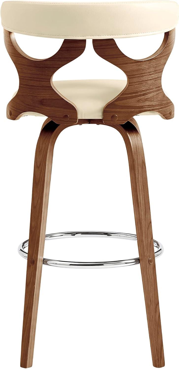 image:imageArmen Living Zenia 30 Seat Height Swivel Bar Stool in Gray Faux Leather and Black WoodCreamWalnut