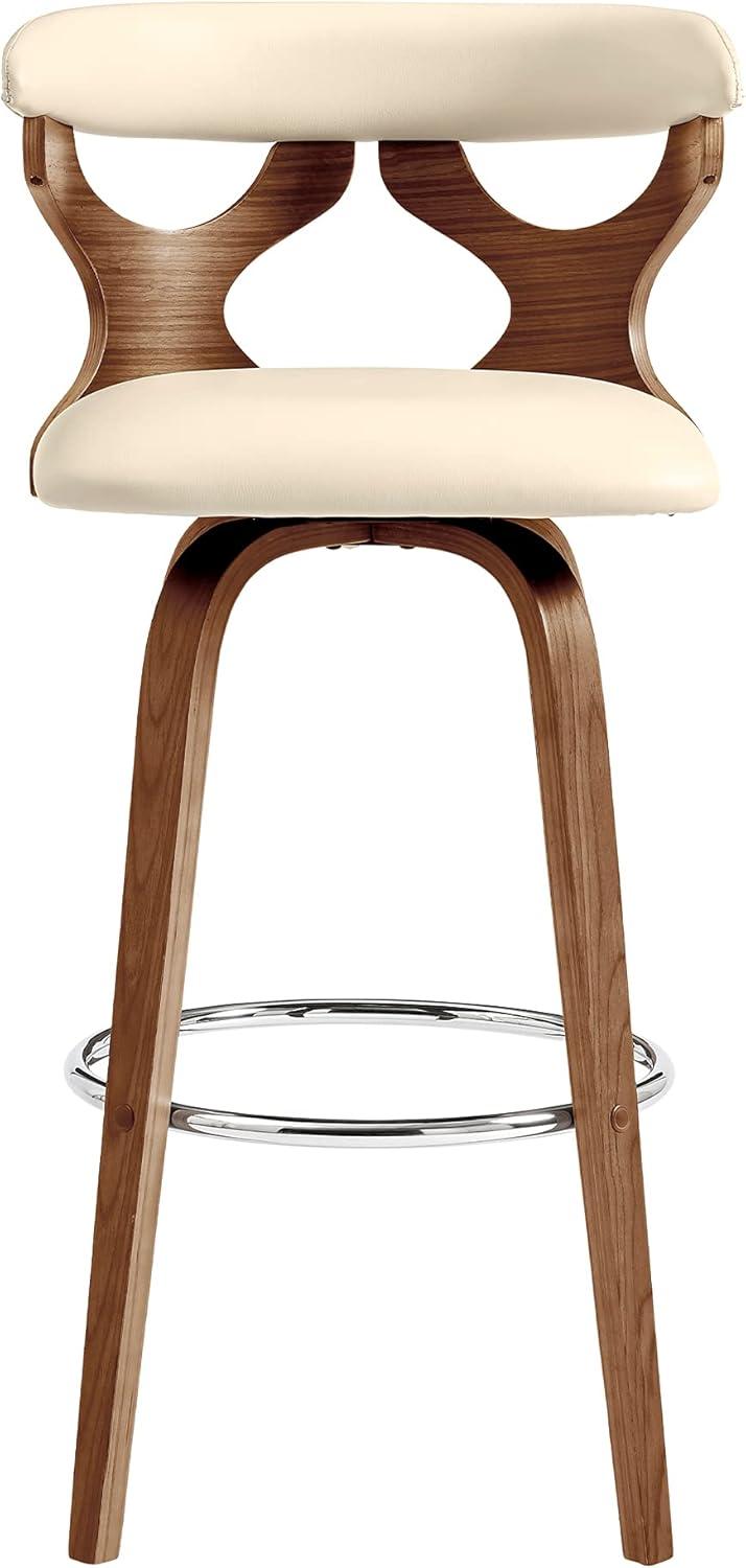 image:imageArmen Living Zenia 30 Seat Height Swivel Bar Stool in Gray Faux Leather and Black WoodCreamWalnut