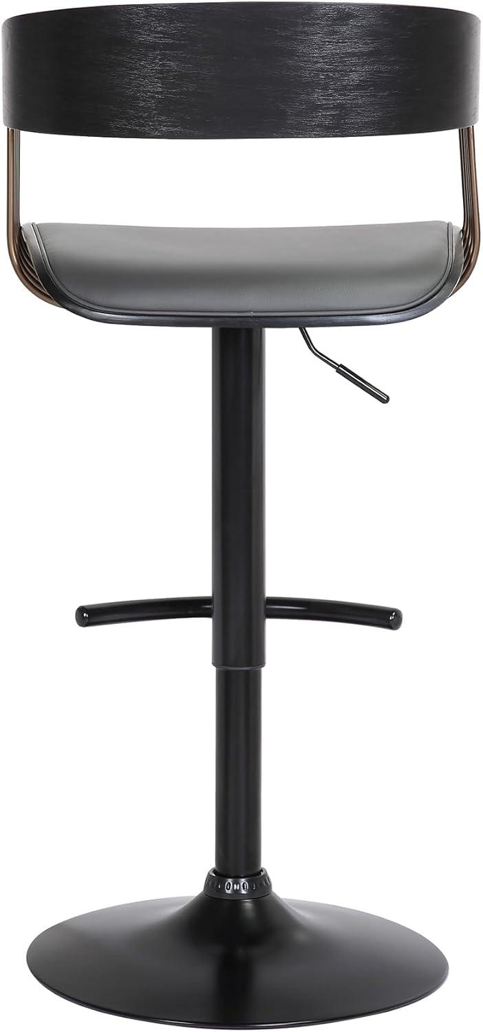 image:imageLarisa Adjustable Black Wood Bar Stool in Black Faux Leather with Golden Bronze and Black Metal Set of 4Grey