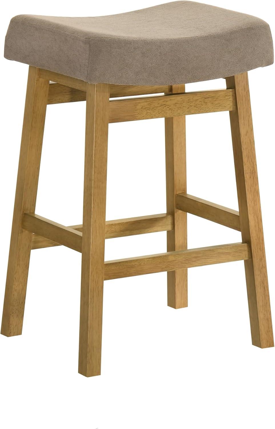 image:imageLenon Modern Farmhouse Wood Bar Height Kitchen Bar Stool in Amber Glow Finish with Taupe Fabric Upholstered SeatTaupe