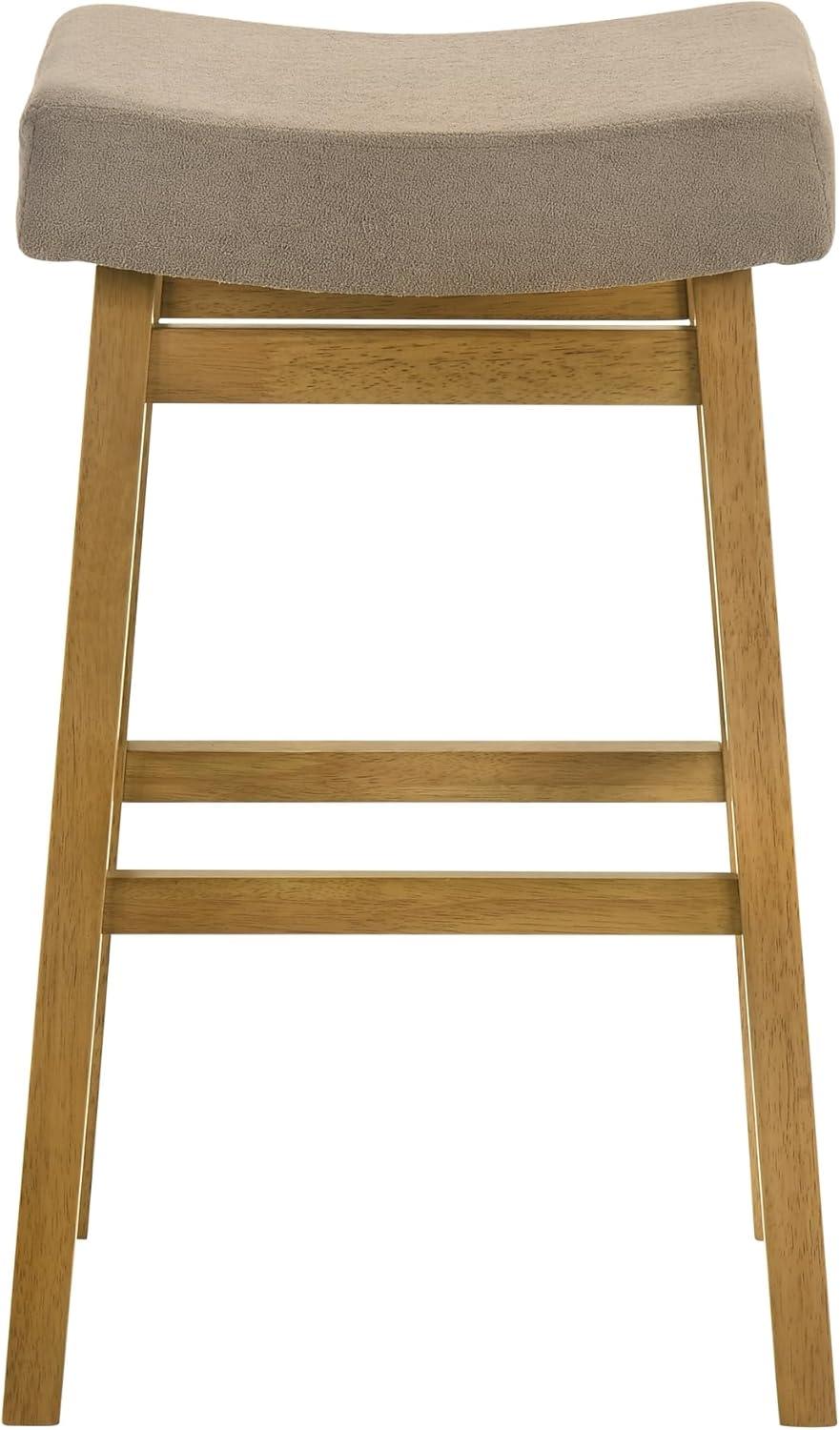 image:imageLenon Modern Farmhouse Wood Bar Height Kitchen Bar Stool in Amber Glow Finish with Taupe Fabric Upholstered SeatTaupe