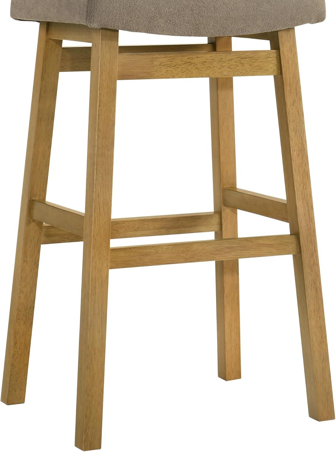 image:imageLenon Modern Farmhouse Wood Bar Height Kitchen Bar Stool in Amber Glow Finish with Taupe Fabric Upholstered SeatTaupe