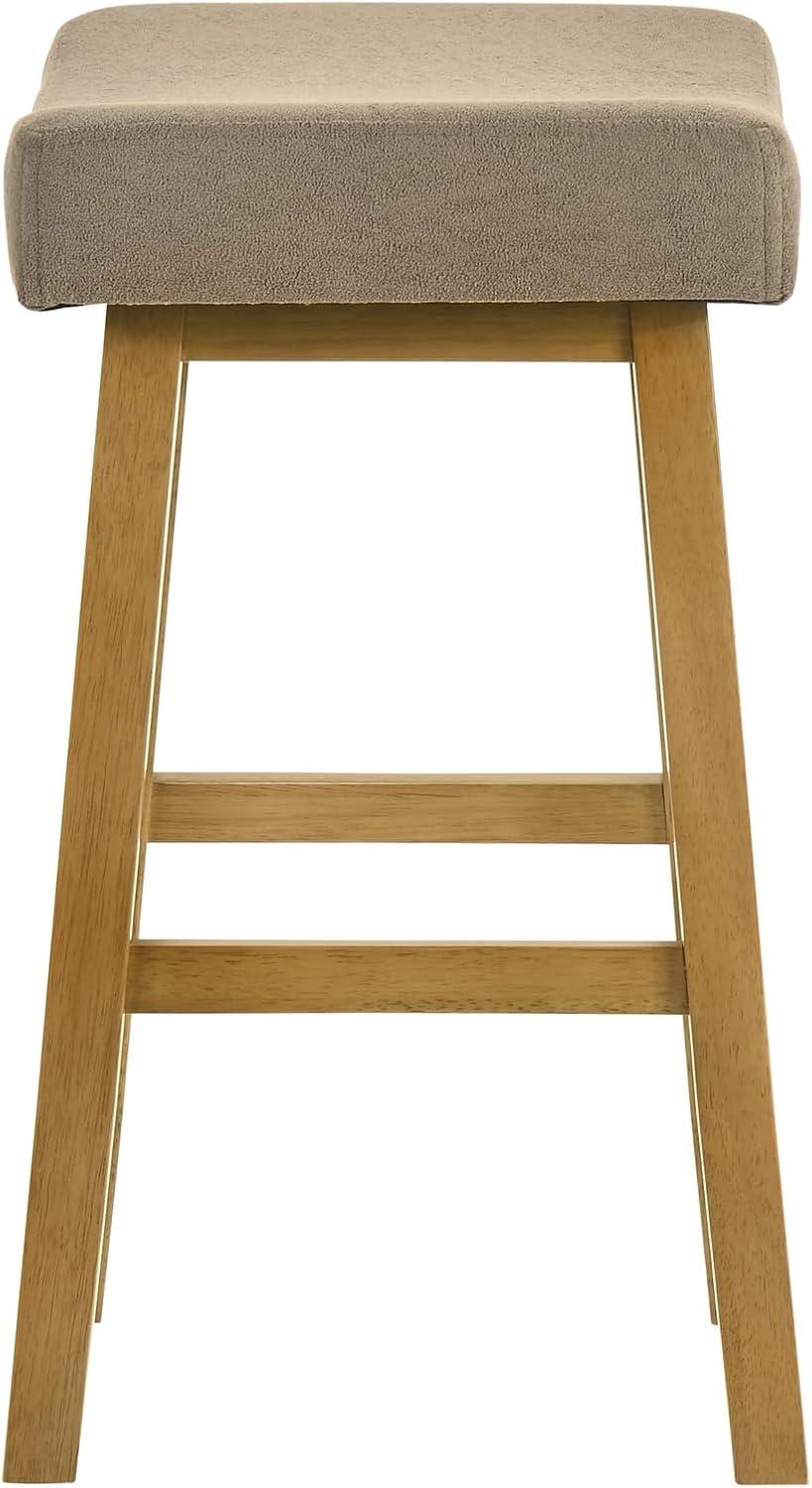 image:imageLenon Modern Farmhouse Wood Bar Height Kitchen Bar Stool in Amber Glow Finish with Taupe Fabric Upholstered SeatTaupe