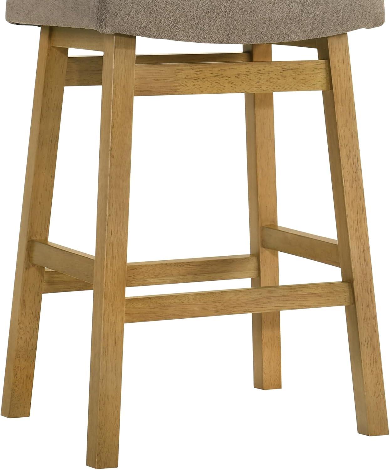 image:imageLenon Modern Farmhouse Wood Bar Height Kitchen Bar Stool in Amber Glow Finish with Taupe Fabric Upholstered SeatTaupe