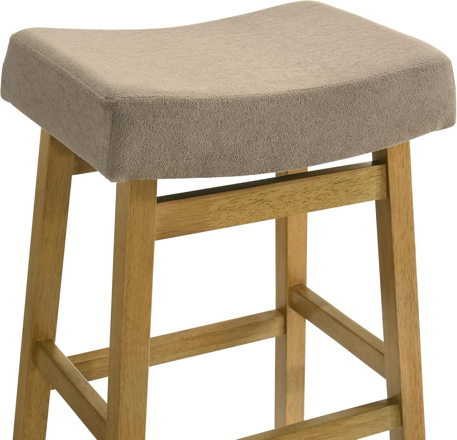 image:imageLenon Modern Farmhouse Wood Bar Height Kitchen Bar Stool in Amber Glow Finish with Taupe Fabric Upholstered SeatTaupe