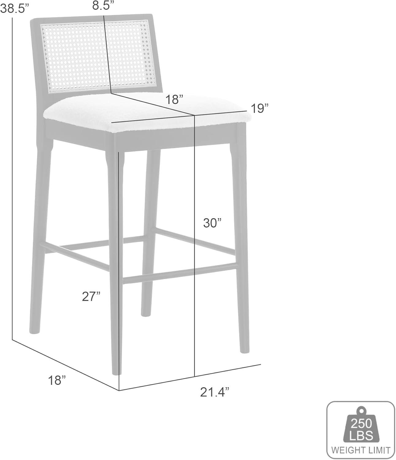 image:imageTobias Coastal Modern Wood Counter Height Kitchen Bar Stool in Black Finish with White Boucle Fabric Upholstered SeatWhiteBlack