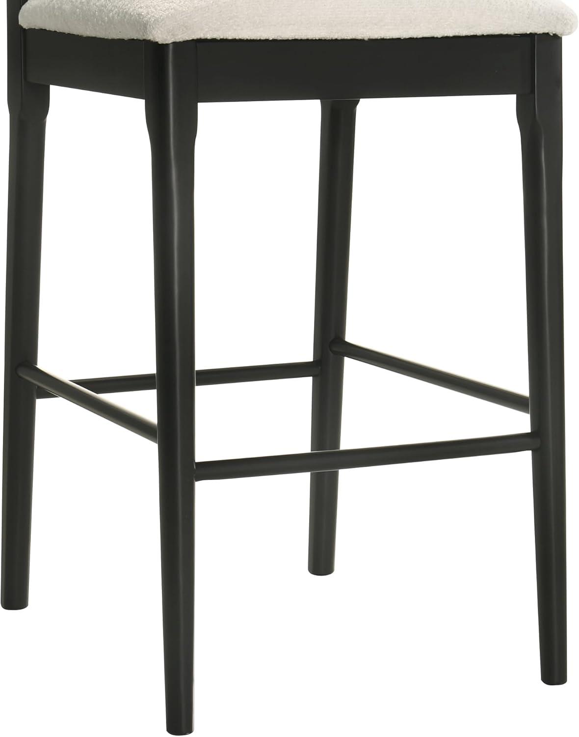 image:imageTobias Coastal Modern Wood Counter Height Kitchen Bar Stool in Black Finish with White Boucle Fabric Upholstered SeatWhiteBlack